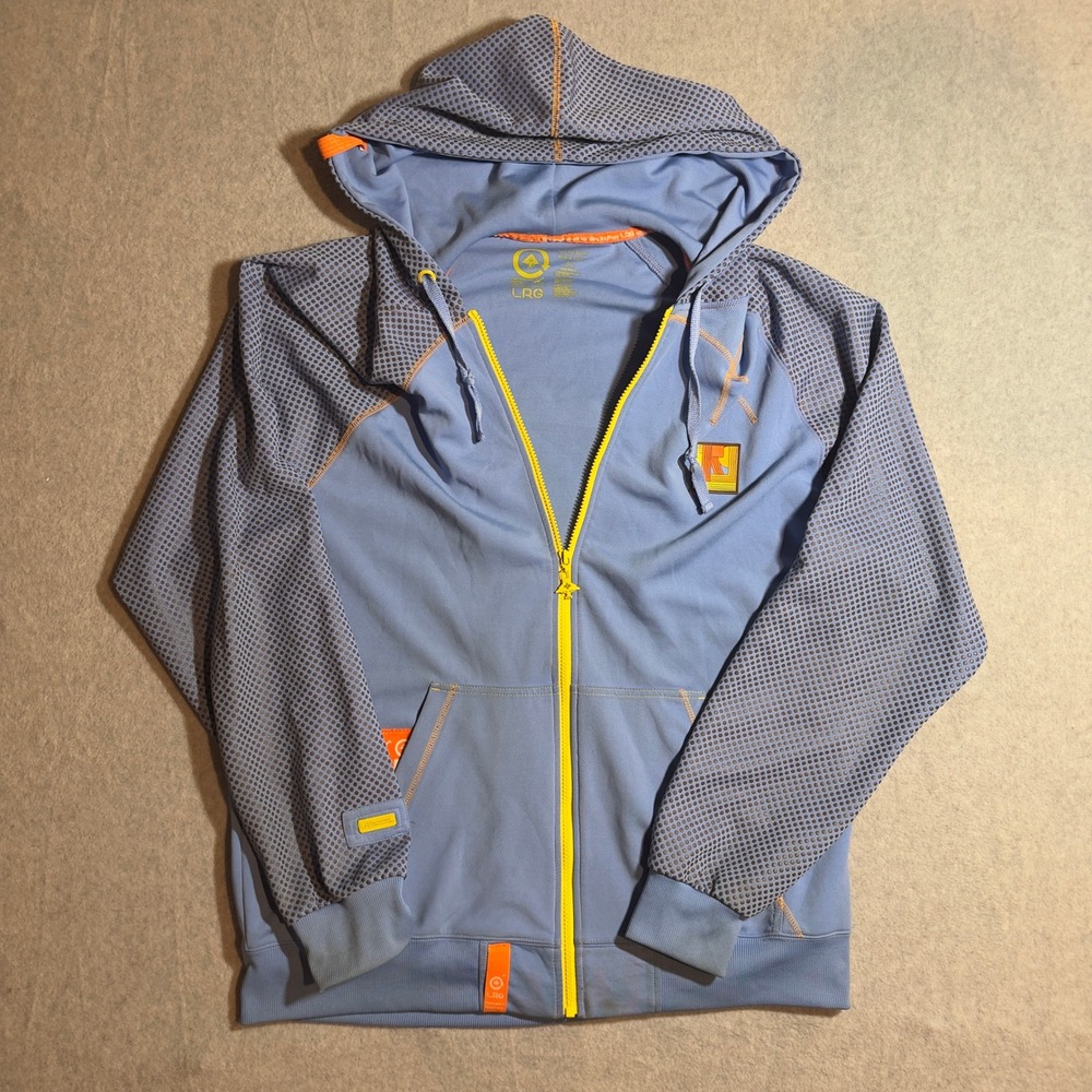 LRG Lifted Research Group Mens XL Blue Full Zip Hoodie Streetwear Graphic